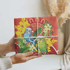 Budgerigar Australia Christmas Wrapping Paper Budgies Golden Wattle Aboriginal Red - Aussie Hoodie