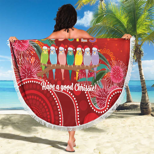 Australia Budgerigar Christmas Personalised Beach Blanket Budgies Hakea Have A Good Chrissie - Aussie Hoodie