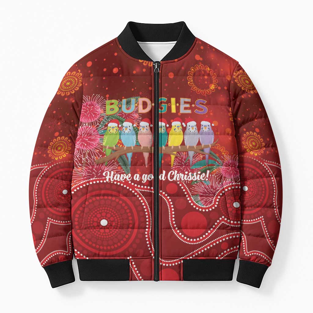 Australia Budgerigar Christmas Personalised Bomber Puffer Jacket Budgies Hakea Have A Good Chrissie - Aussie Hoodie