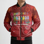 Australia Budgerigar Christmas Personalised Bomber Puffer Jacket Budgies Hakea Have A Good Chrissie - Aussie Hoodie
