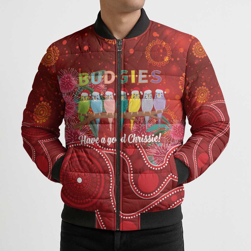 Australia Budgerigar Christmas Personalised Bomber Puffer Jacket Budgies Hakea Have A Good Chrissie - Aussie Hoodie