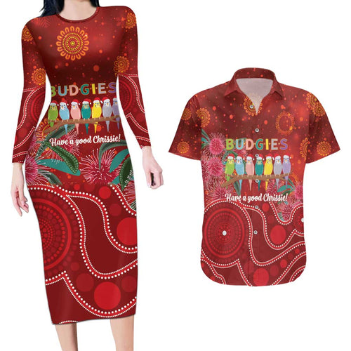 Australia Budgerigar Christmas Personalised Couples Matching Long Sleeve Bodycon Dress and Hawaiian Shirt Budgies Hakea Have A Good Chrissie - Aussie Hoodie