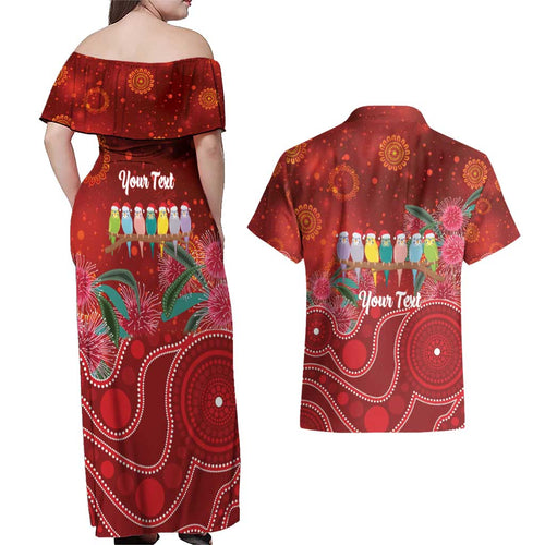 Australia Budgerigar Christmas Personalised Couples Matching Off Shoulder Maxi Dress and Hawaiian Shirt Budgies Hakea Have A Good Chrissie - Aussie Hoodie