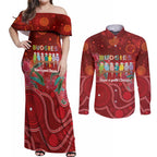 Australia Budgerigar Christmas Personalised Couples Matching Off Shoulder Maxi Dress and Long Sleeve Button Shirt Budgies Hakea Have A Good Chrissie - Aussie Hoodie