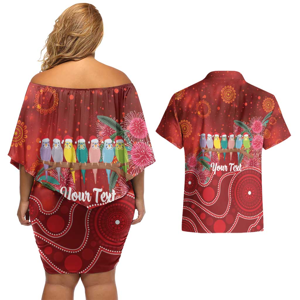 Australia Budgerigar Christmas Personalised Couples Matching Off Shoulder Short Dress and Hawaiian Shirt Budgies Hakea Have A Good Chrissie - Aussie Hoodie