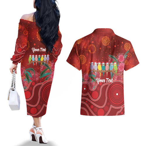 Australia Budgerigar Christmas Personalised Couples Matching Off The Shoulder Long Sleeve Dress and Hawaiian Shirt Budgies Hakea Have A Good Chrissie - Aussie Hoodie
