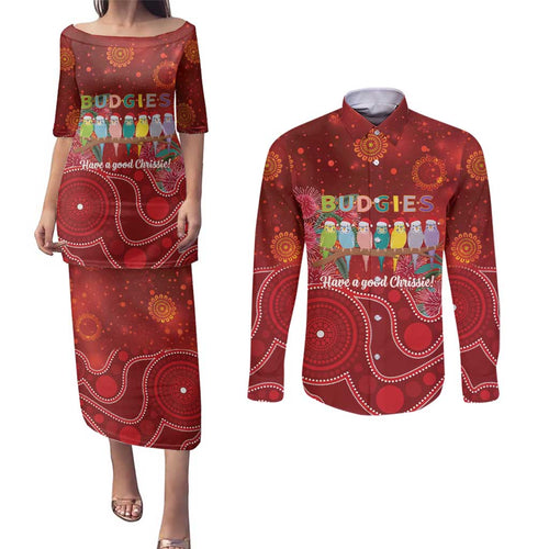 Australia Budgerigar Christmas Personalised Couples Matching Puletasi and Long Sleeve Button Shirt Budgies Hakea Have A Good Chrissie - Aussie Hoodie