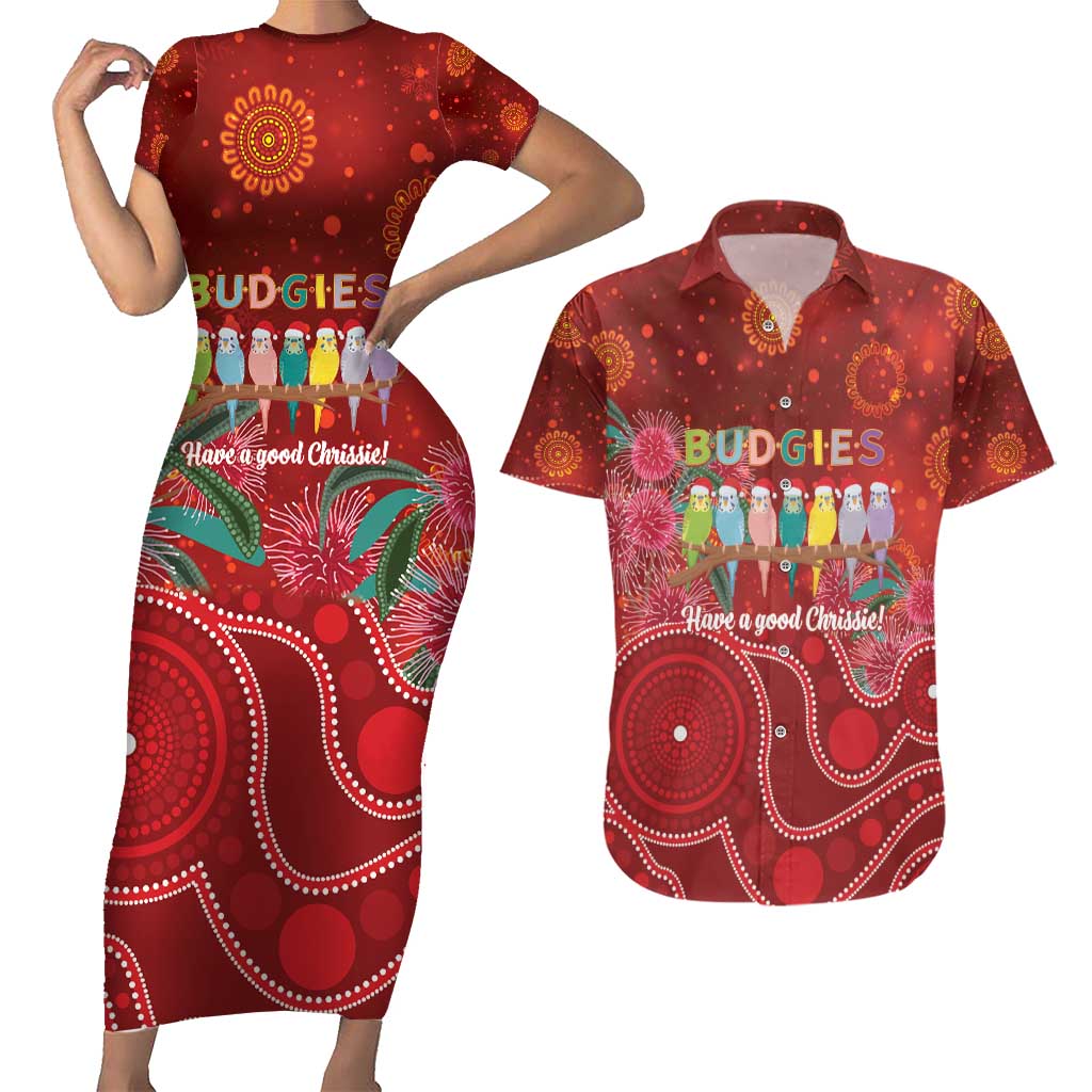 Australia Budgerigar Christmas Personalised Couples Matching Short Sleeve Bodycon Dress and Hawaiian Shirt Budgies Hakea Have A Good Chrissie - Aussie Hoodie