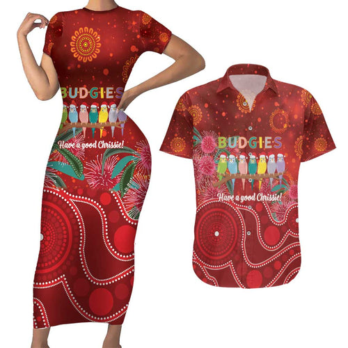 Australia Budgerigar Christmas Personalised Couples Matching Short Sleeve Bodycon Dress and Hawaiian Shirt Budgies Hakea Have A Good Chrissie - Aussie Hoodie