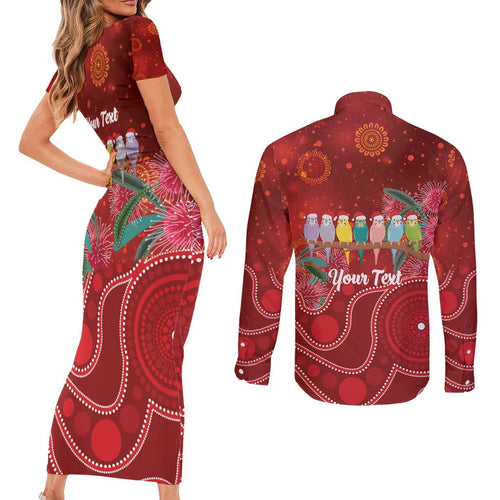 Australia Budgerigar Christmas Personalised Couples Matching Short Sleeve Bodycon Dress and Long Sleeve Button Shirt Budgies Hakea Have A Good Chrissie - Aussie Hoodie