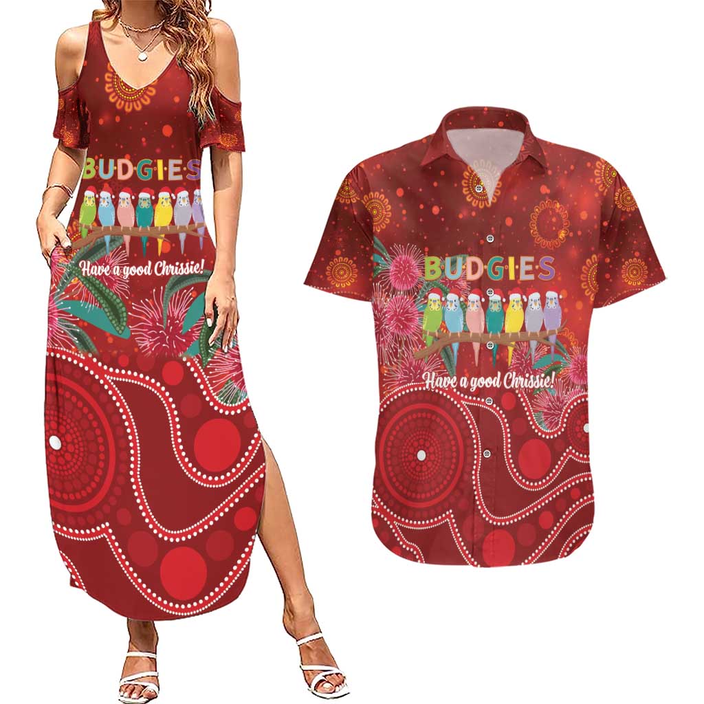 Australia Budgerigar Christmas Personalised Couples Matching Summer Maxi Dress and Hawaiian Shirt Budgies Hakea Have A Good Chrissie - Aussie Hoodie