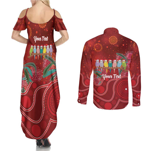 Australia Budgerigar Christmas Personalised Couples Matching Summer Maxi Dress and Long Sleeve Button Shirt Budgies Hakea Have A Good Chrissie - Aussie Hoodie