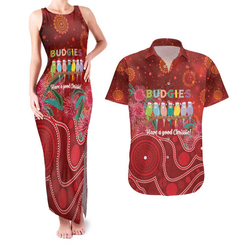 Australia Budgerigar Christmas Personalised Couples Matching Tank Maxi Dress and Hawaiian Shirt Budgies Hakea Have A Good Chrissie - Aussie Hoodie
