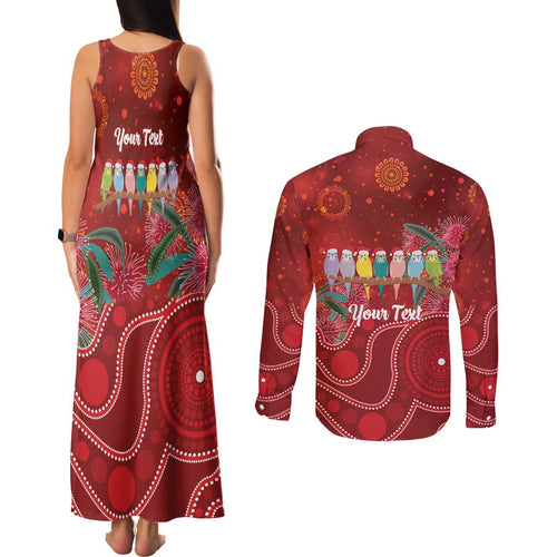 Australia Budgerigar Christmas Personalised Couples Matching Tank Maxi Dress and Long Sleeve Button Shirt Budgies Hakea Have A Good Chrissie - Aussie Hoodie