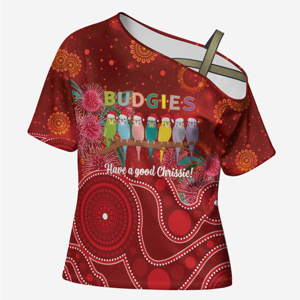 Australia Budgerigar Christmas Personalised Cross Shoulder Shirt Budgies Hakea Have A Good Chrissie - Aussie Hoodie