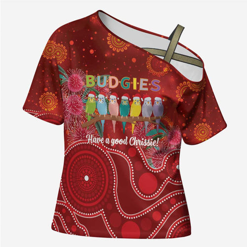 Australia Budgerigar Christmas Personalised Cross Shoulder Shirt Budgies Hakea Have A Good Chrissie - Aussie Hoodie