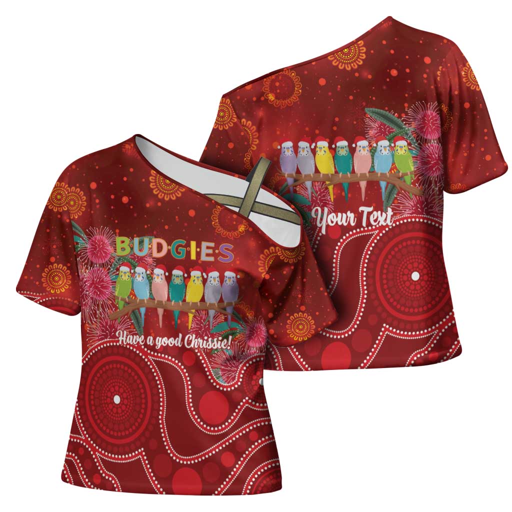 Australia Budgerigar Christmas Personalised Cross Shoulder Shirt Budgies Hakea Have A Good Chrissie - Aussie Hoodie