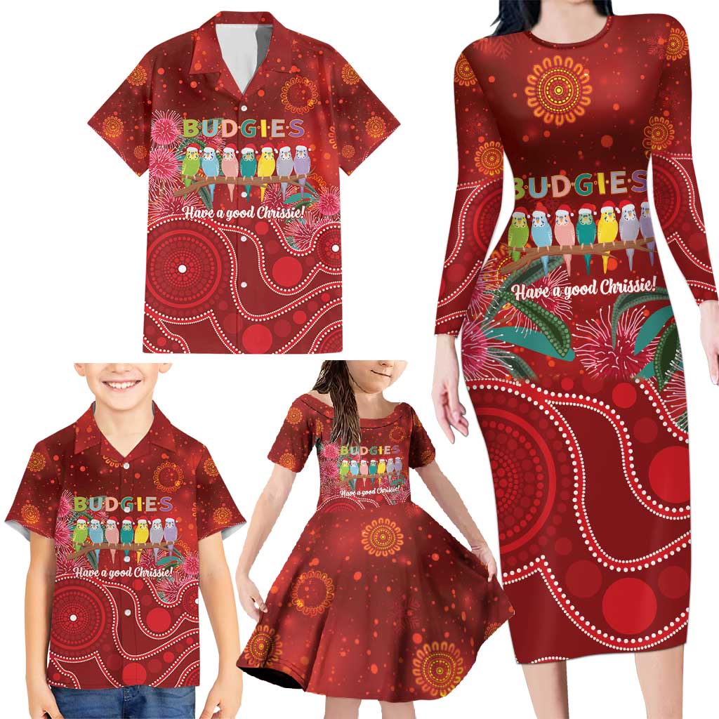 Australia Budgerigar Christmas Personalised Family Matching Long Sleeve Bodycon Dress and Hawaiian Shirt Budgies Hakea Have A Good Chrissie - Aussie Hoodie