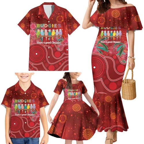 Australia Budgerigar Christmas Personalised Family Matching Mermaid Dress and Hawaiian Shirt Budgies Hakea Have A Good Chrissie - Aussie Hoodie