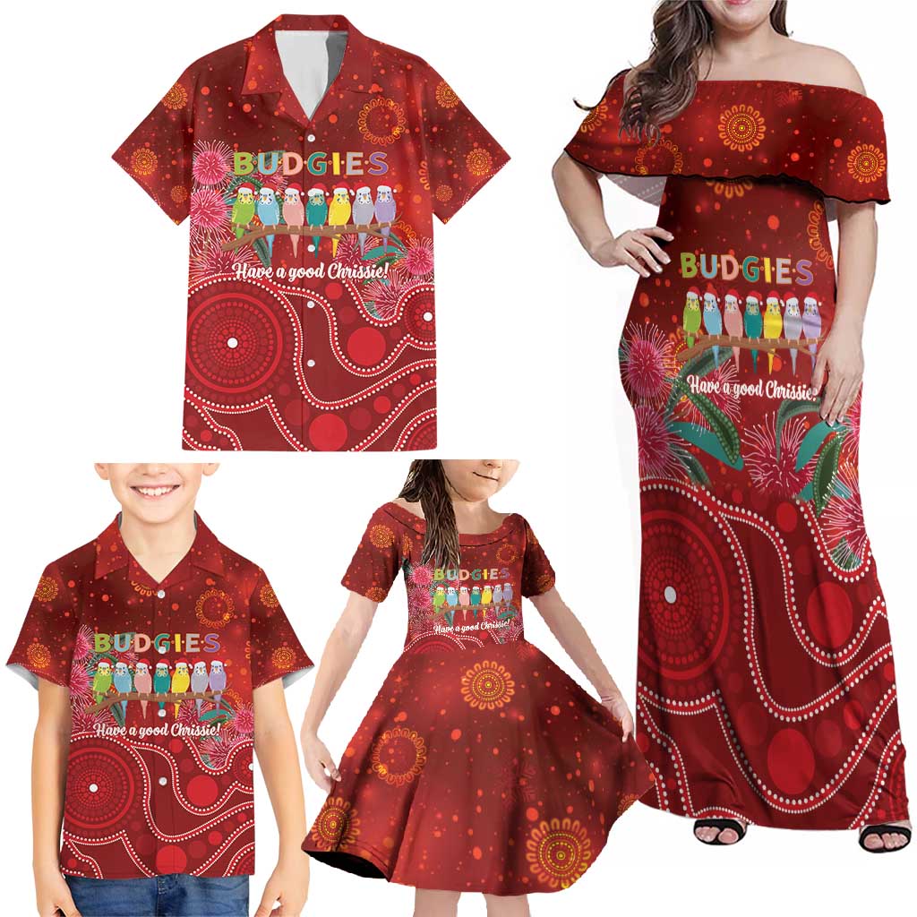 Australia Budgerigar Christmas Personalised Family Matching Off Shoulder Maxi Dress and Hawaiian Shirt Budgies Hakea Have A Good Chrissie - Aussie Hoodie