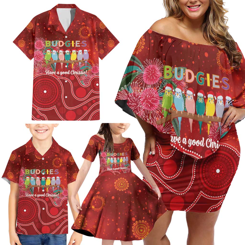 Australia Budgerigar Christmas Personalised Family Matching Off Shoulder Short Dress and Hawaiian Shirt Budgies Hakea Have A Good Chrissie - Aussie Hoodie
