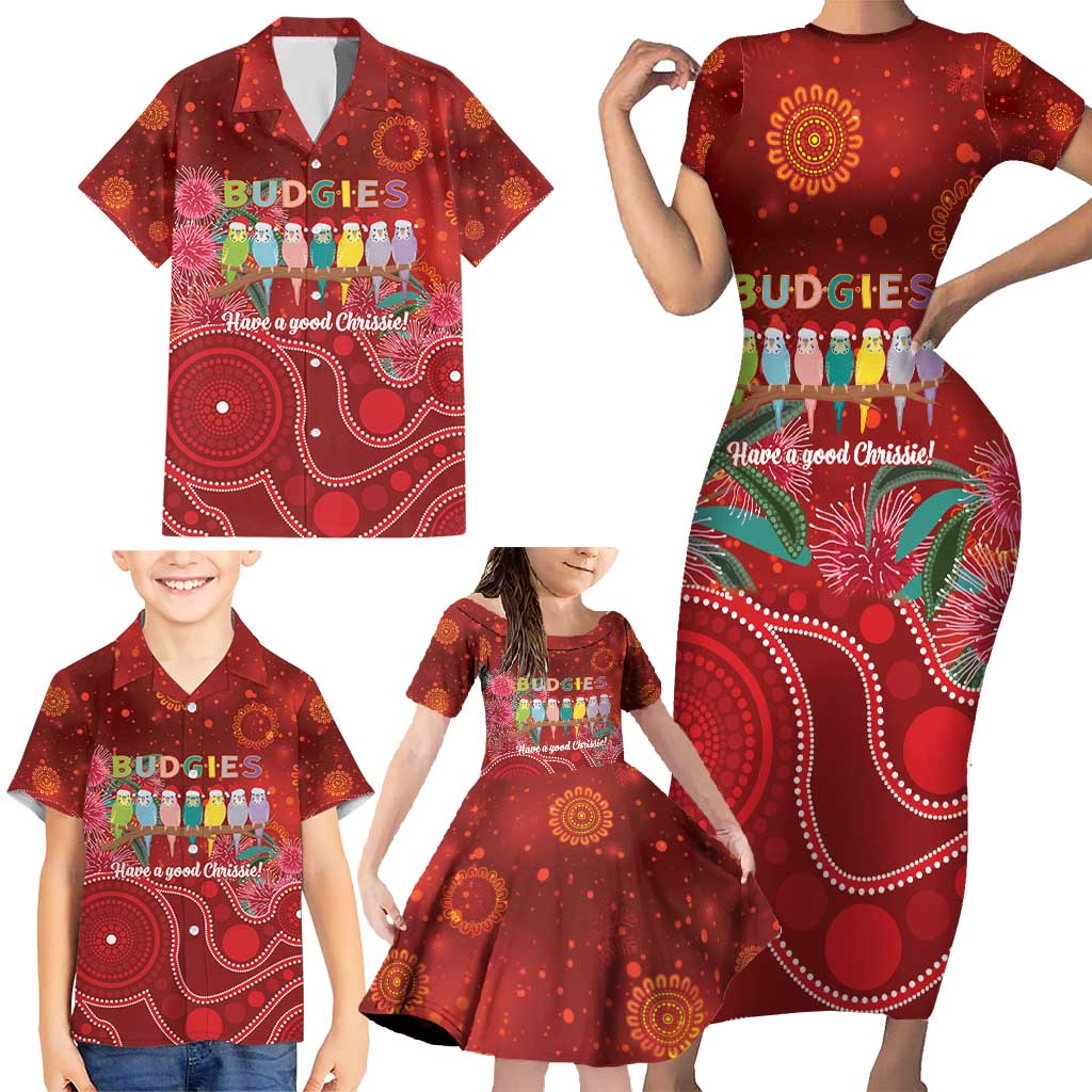 Australia Budgerigar Christmas Personalised Family Matching Short Sleeve Bodycon Dress and Hawaiian Shirt Budgies Hakea Have A Good Chrissie - Aussie Hoodie