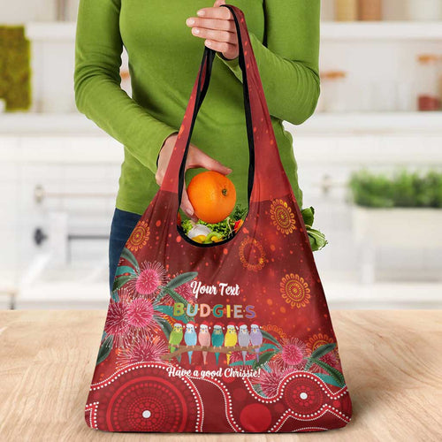 Australia Budgerigar Christmas Personalised Grocery Bag Budgies Hakea Have A Good Chrissie - Aussie Hoodie