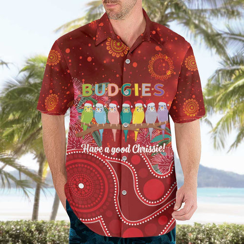 Australia Budgerigar Christmas Personalised Hawaiian Shirt Budgies Hakea Have A Good Chrissie - Aussie Hoodie