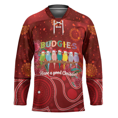 Australia Budgerigar Christmas Personalised Hockey Jersey Budgies Hakea Have A Good Chrissie - Aussie Hoodie