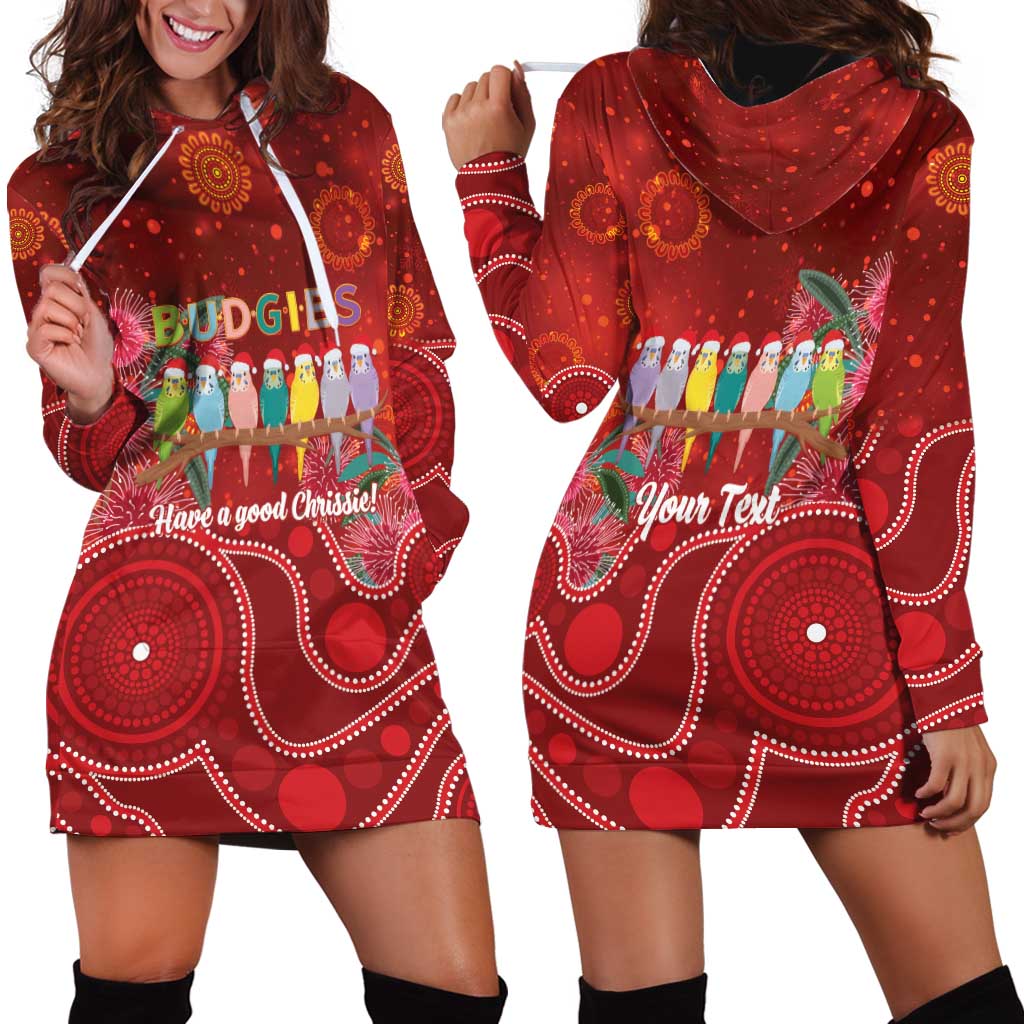 Australia Budgerigar Christmas Personalised Hoodie Dress Budgies Hakea Have A Good Chrissie - Aussie Hoodie