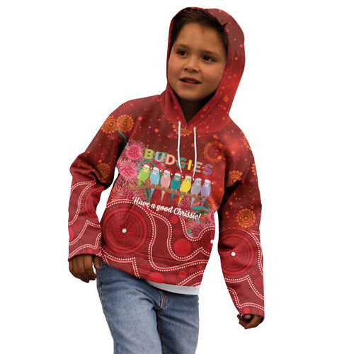 Australia Budgerigar Christmas Personalised Kid Hoodie Budgies Hakea Have A Good Chrissie - Aussie Hoodie