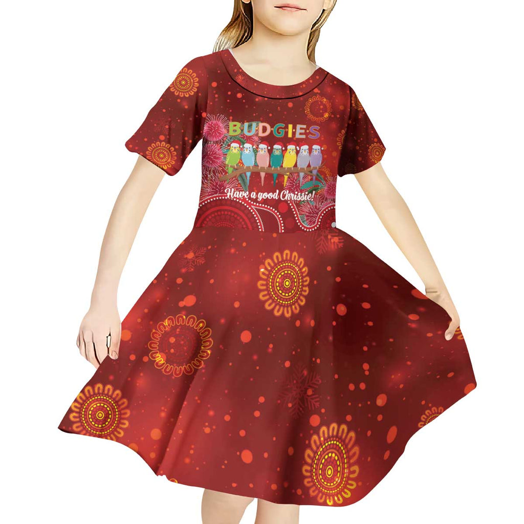 Australia Budgerigar Christmas Personalised Kid Short Sleeve Dress Budgies Hakea Have A Good Chrissie - Aussie Hoodie