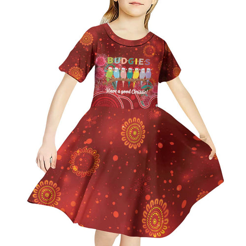 Australia Budgerigar Christmas Personalised Kid Short Sleeve Dress Budgies Hakea Have A Good Chrissie - Aussie Hoodie