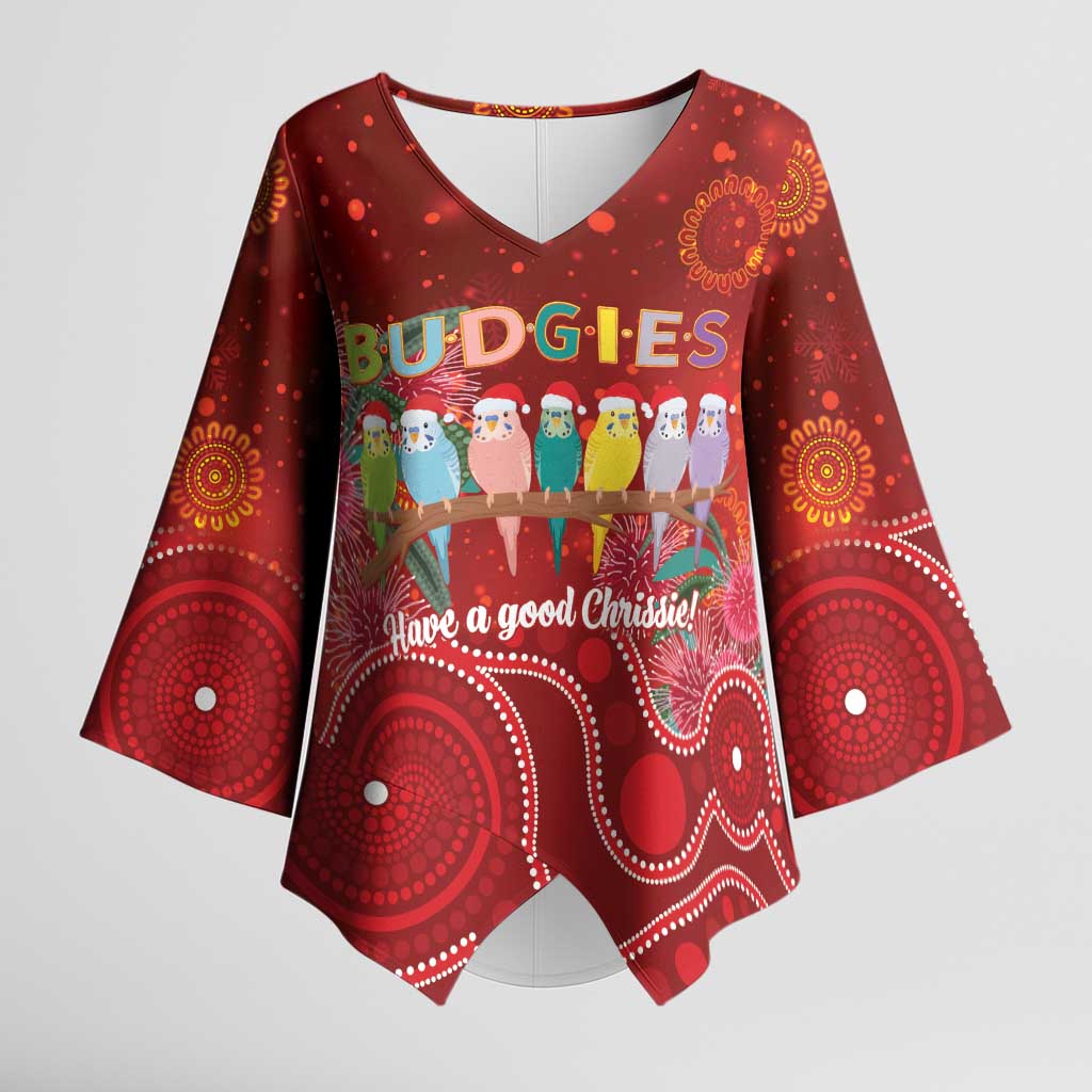 Australia Budgerigar Christmas Personalised Kimono Sleeve Blouse Budgies Hakea Have A Good Chrissie - Aussie Hoodie