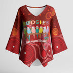 Australia Budgerigar Christmas Personalised Kimono Sleeve Blouse Budgies Hakea Have A Good Chrissie - Aussie Hoodie
