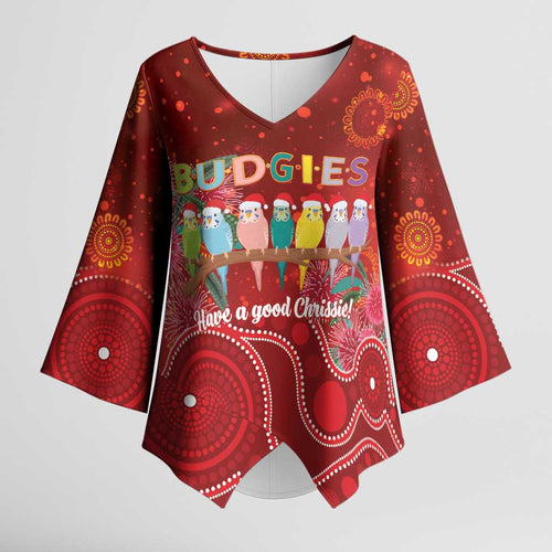 Australia Budgerigar Christmas Personalised Kimono Sleeve Blouse Budgies Hakea Have A Good Chrissie - Aussie Hoodie