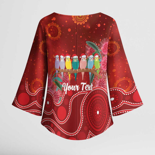 Australia Budgerigar Christmas Personalised Kimono Sleeve Blouse Budgies Hakea Have A Good Chrissie - Aussie Hoodie