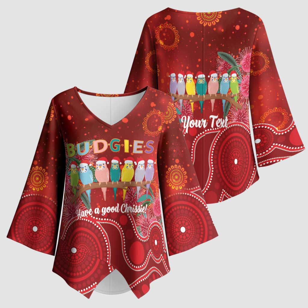 Australia Budgerigar Christmas Personalised Kimono Sleeve Blouse Budgies Hakea Have A Good Chrissie - Aussie Hoodie