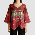 Australia Budgerigar Christmas Personalised Kimono Sleeve Blouse Budgies Hakea Have A Good Chrissie - Aussie Hoodie