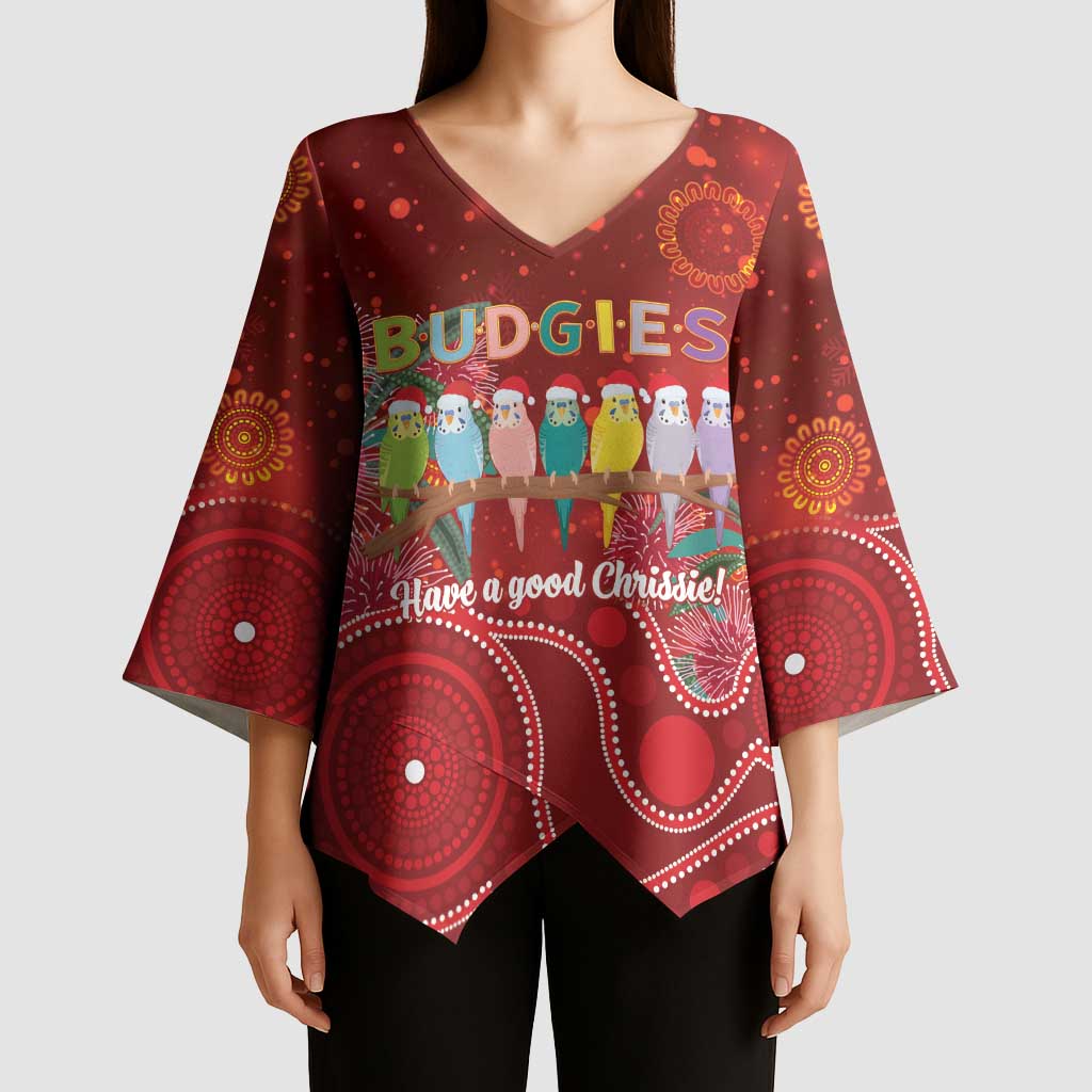 Australia Budgerigar Christmas Personalised Kimono Sleeve Blouse Budgies Hakea Have A Good Chrissie - Aussie Hoodie