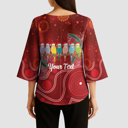 Australia Budgerigar Christmas Personalised Kimono Sleeve Blouse Budgies Hakea Have A Good Chrissie - Aussie Hoodie