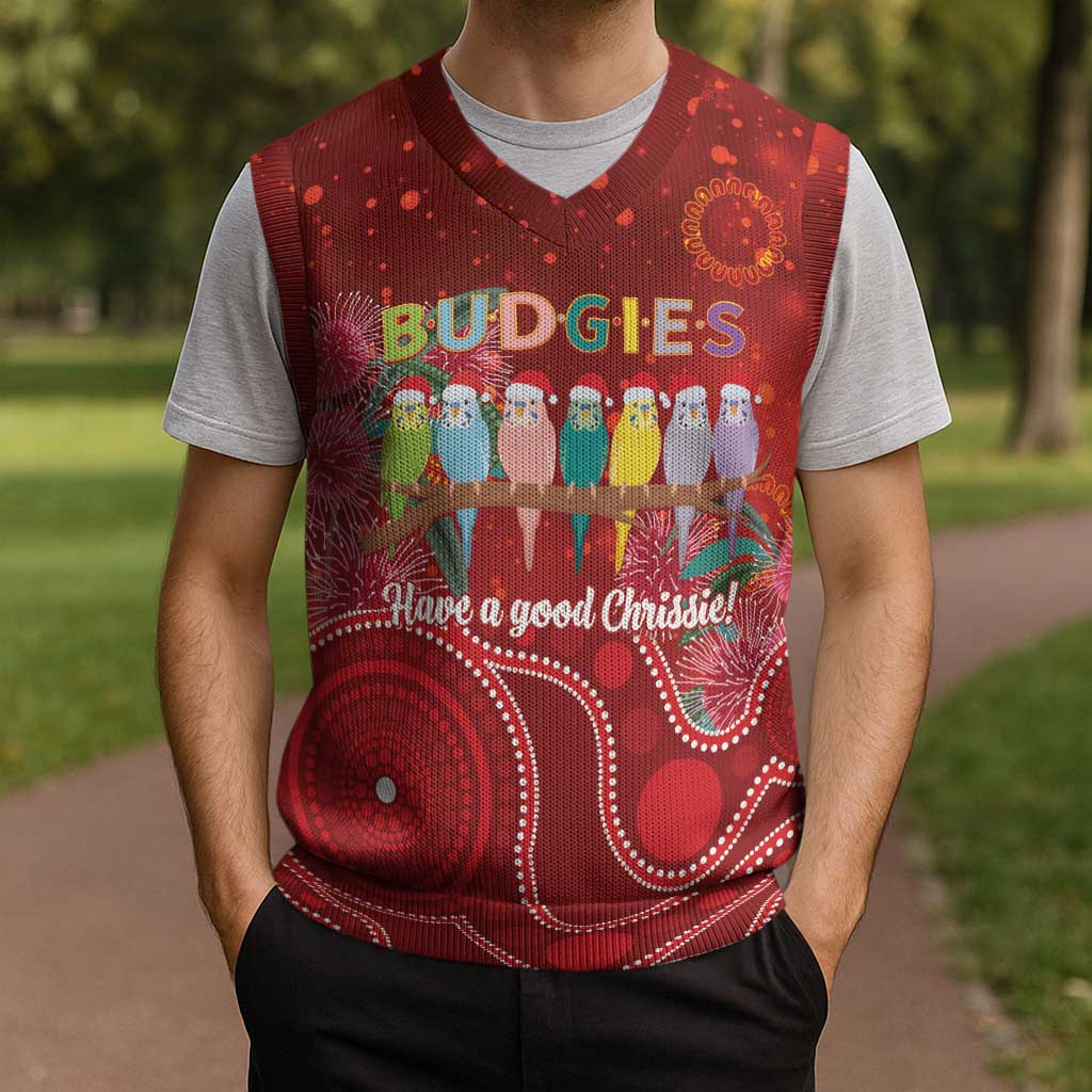 Australia Budgerigar Christmas Personalised Christmas Knitted V-Neck Vest Budgies Hakea Have A Good Chrissie - Aussie Hoodie