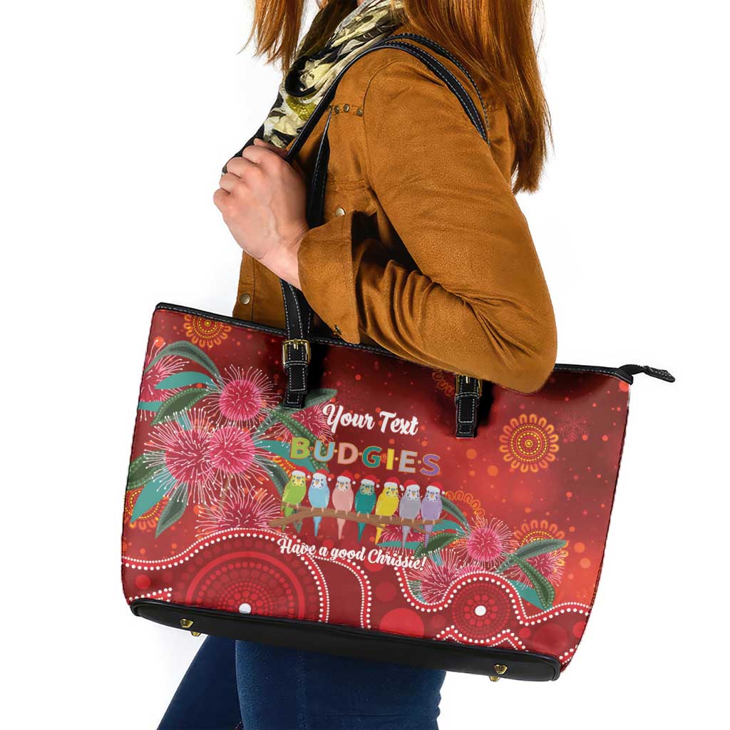 Australia Budgerigar Christmas Personalised Leather Tote Bag Budgies Hakea Have A Good Chrissie - Aussie Hoodie