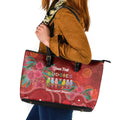 Australia Budgerigar Christmas Personalised Leather Tote Bag Budgies Hakea Have A Good Chrissie - Aussie Hoodie