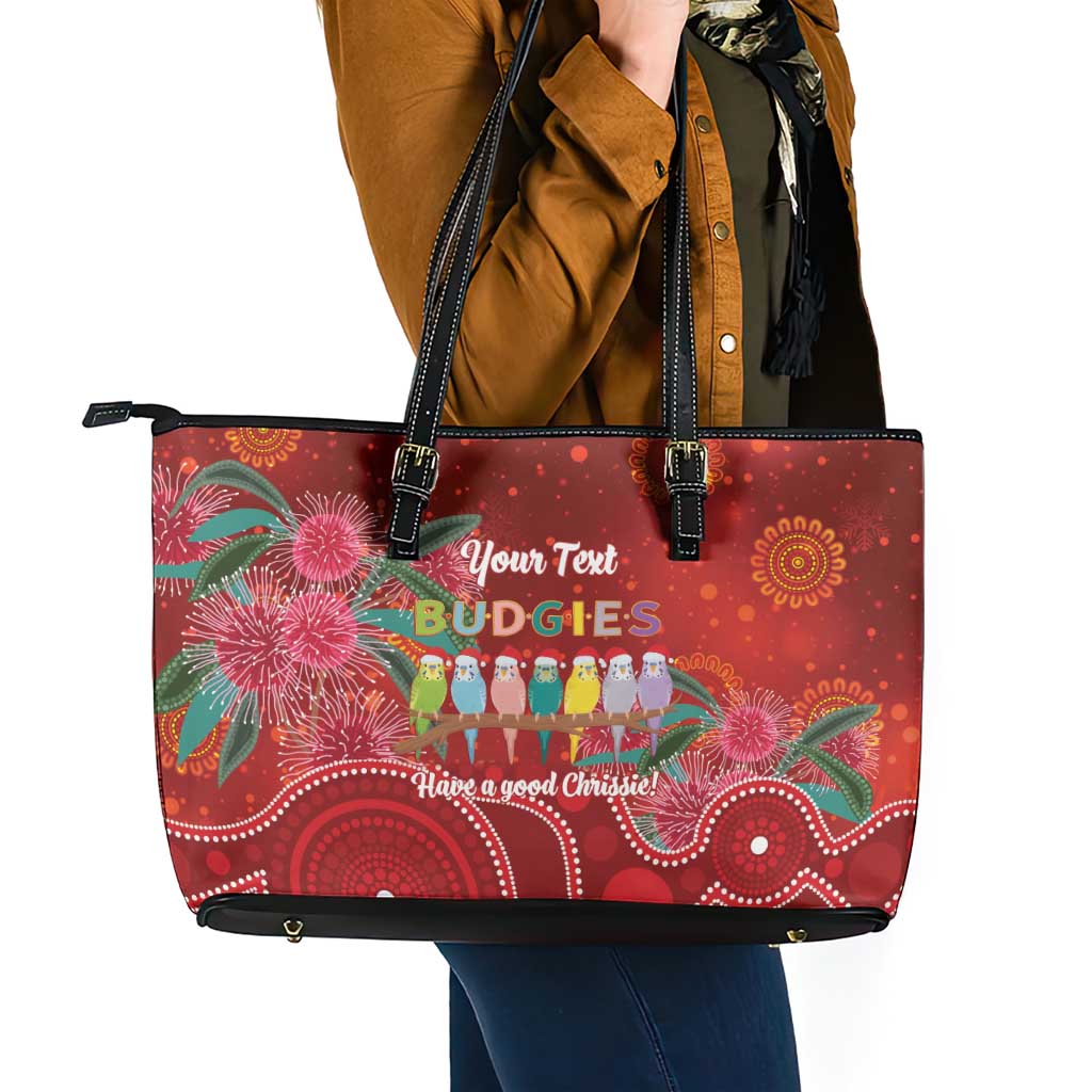 Australia Budgerigar Christmas Personalised Leather Tote Bag Budgies Hakea Have A Good Chrissie - Aussie Hoodie