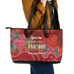 Australia Budgerigar Christmas Personalised Leather Tote Bag Budgies Hakea Have A Good Chrissie - Aussie Hoodie