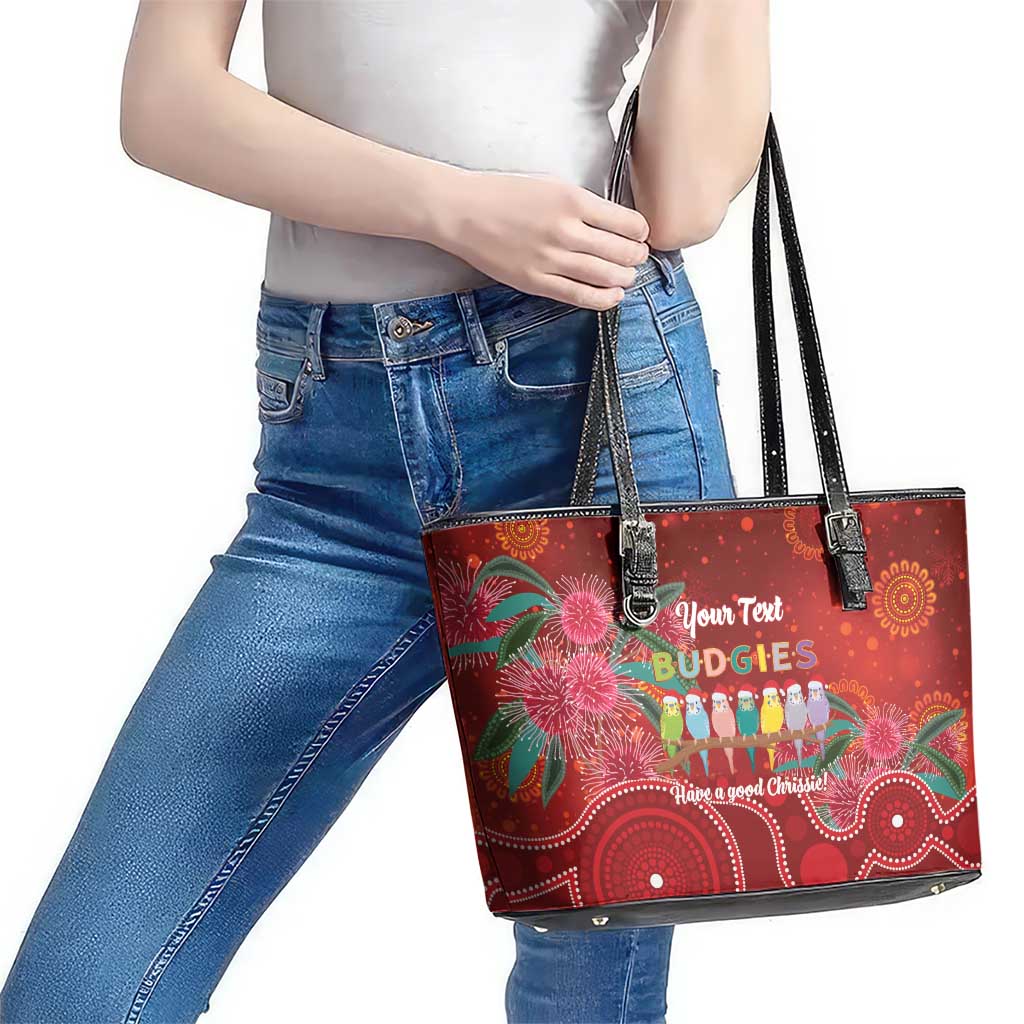 Australia Budgerigar Christmas Personalised Leather Tote Bag Budgies Hakea Have A Good Chrissie - Aussie Hoodie