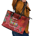 Australia Budgerigar Christmas Personalised Leather Tote Bag Budgies Hakea Have A Good Chrissie - Aussie Hoodie