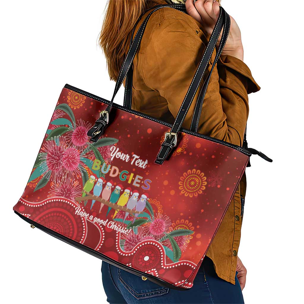 Australia Budgerigar Christmas Personalised Leather Tote Bag Budgies Hakea Have A Good Chrissie - Aussie Hoodie