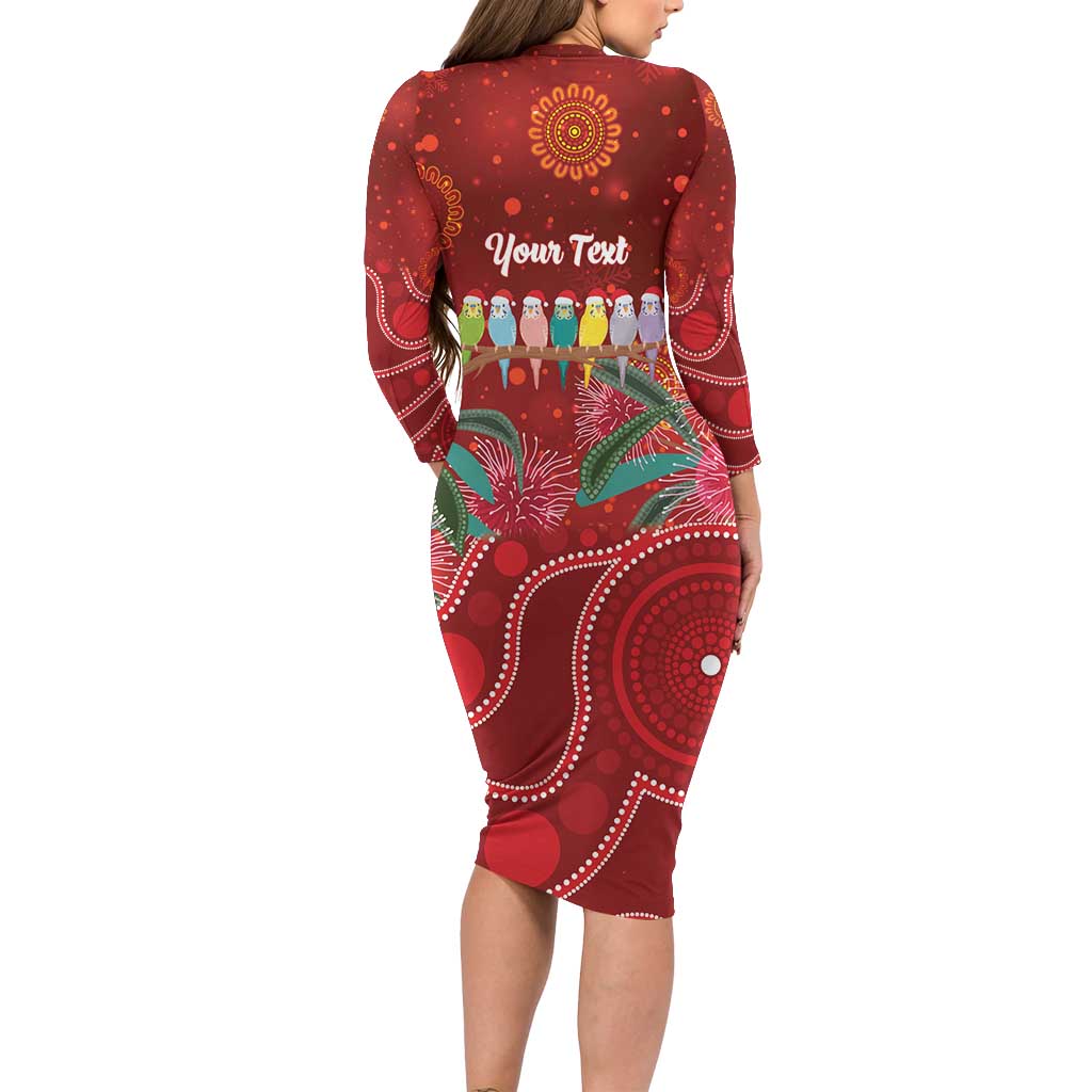 Australia Budgerigar Christmas Personalised Long Sleeve Bodycon Dress Budgies Hakea Have A Good Chrissie - Aussie Hoodie